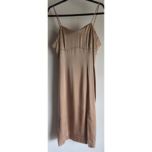 VTG Maxima Women's Bronze Dress Size L Sleeveless V-Neck 90s Y2K Homecoming